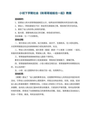 幼儿园小班下学期社会教案《和哥哥姐姐在一起》 包含反思预览