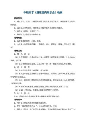 幼儿园中班科学优秀教案《雕花蛋壳展示会》 包含反思预览