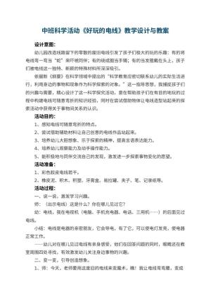 幼儿园中班科学活动优秀教案《好玩的电线》教学设计与 包含反思
