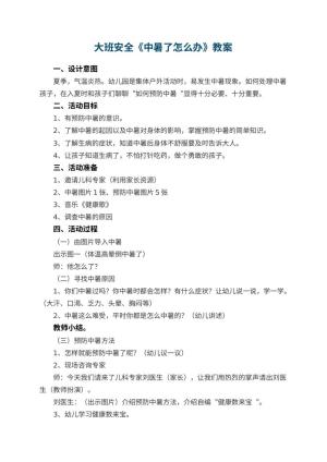 幼儿园大班安全教案《中暑了怎么办》预览