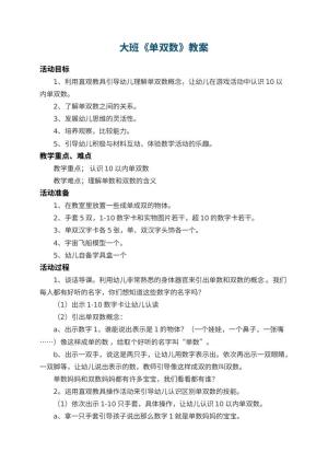 幼儿园大班教案《单双数》 包含反思预览