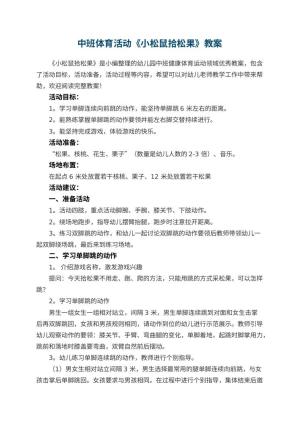 幼儿园中班体育活动《小松鼠拾松果》