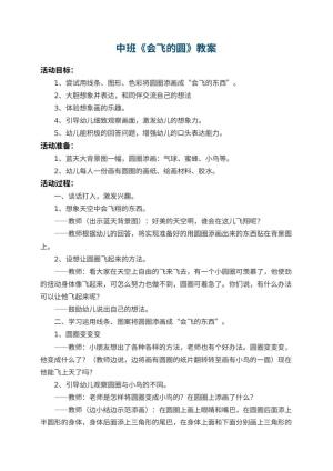 幼儿园中班教案《会飞的圆》 包含反思预览
