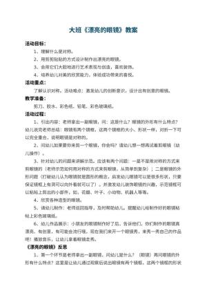 幼儿园大班教案《漂亮的眼镜》 包含反思预览