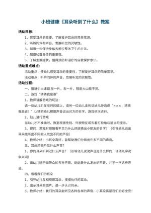 幼儿园小班健康教案《耳朵听到了什么》 包含反思预览