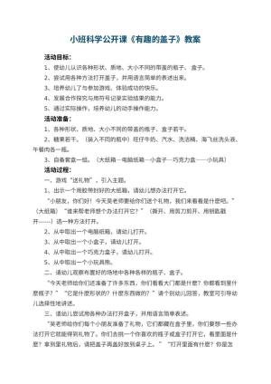 幼儿园小班科学公开课教案《有趣的盖子》 包含反思