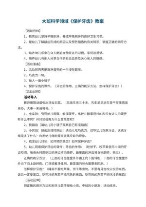 幼儿园大班科学领域教案《保护牙齿》 包含反思预览