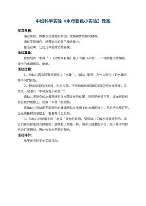 幼儿园中班科学实验教案《水母变色小实验》