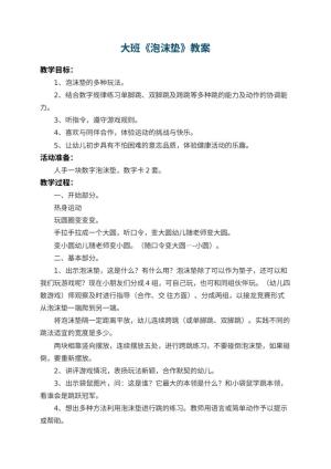 幼儿园大班教案《泡沫垫》 包含反思预览