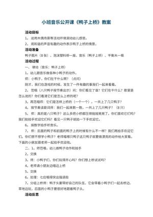 幼儿园小班音乐公开课教案《鸭子上桥》 包含反思
