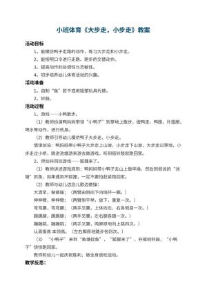 幼儿园小班体育教案《大步走，小步走》 包含反思