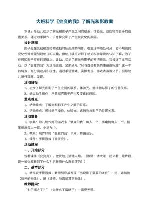 幼儿园大班科学教案《会变的我》了解光和影预览