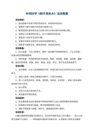 幼儿园中班科学教案《刷子用处大》活动 包含反思
