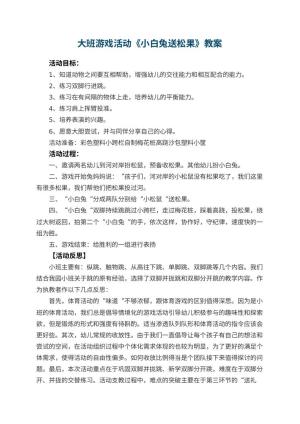 幼儿园大班游戏活动教案《小白兔送松果》 包含反思预览