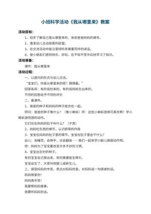 幼儿园小班科学活动教案《我从哪里来》 包含反思预览