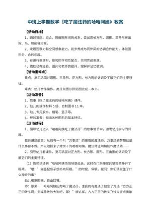 幼儿园中班上学期数学教案《吃了魔法药的哈哈阿姨》 包含反思预览