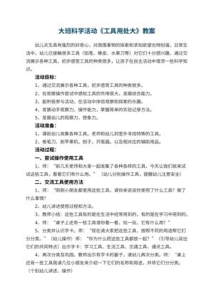 幼儿园教案大班科学活动《工具用处大》 包含反思预览