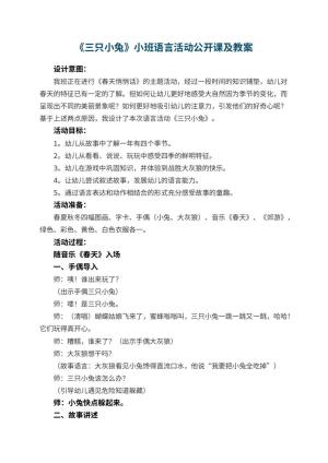 幼儿园《三只小兔》小班语言活动公开课教案及 包含反思预览