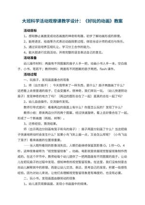 幼儿园大班科学活动观摩课教学设计：《好玩的动画》预览