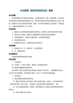 幼儿园大班健康优秀教案《勤劳的袋鼠宝宝》 包含反思预览