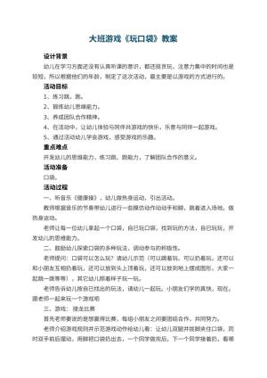 幼儿园大班游戏教案《玩口袋》 包含反思预览