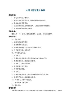 幼儿园大班教案《运球走》 包含反思预览