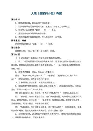 幼儿园大班教案《逃家的小兔》 包含反思