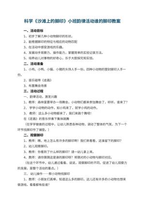 幼儿园科学教案《沙滩上的脚印》小班韵律活动谁的脚印 包含反思预览