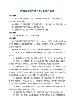 幼儿园大班语言公开课教案《影子和我》 包含反思