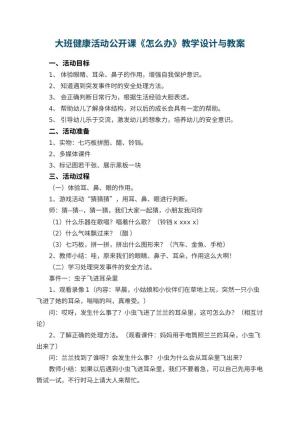 幼儿园大班健康活动公开课教案《怎么办》教学设计与 包含反思预览