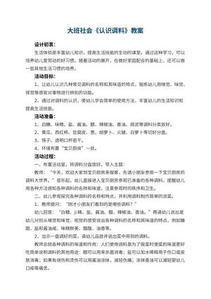 幼儿园大班社会教案《认识调料》 包含反思