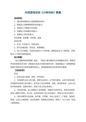 幼儿园大班游戏活动教案《少林功夫》 包含反思预览