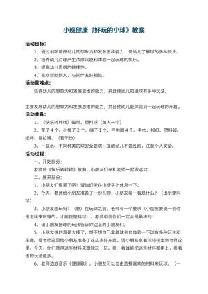 幼儿园小班健康教案《好玩的小球》 包含反思预览