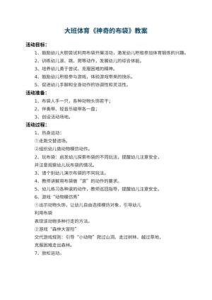 幼儿园大班体育教案《神奇的布袋》预览