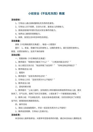幼儿园小班安全教案《不乱吃东西》 包含反思预览