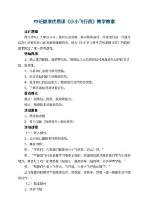 幼儿园中班健康优质课教案《小小飞行员》教学 包含反思