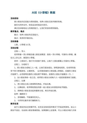 幼儿园大班教案《小草帽》 包含反思