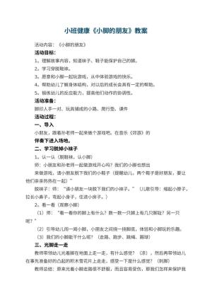 幼儿园小班健康《小脚的朋友》教案 包含反思预览