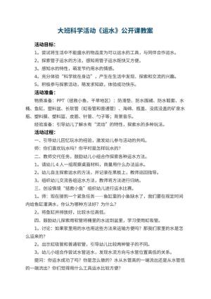 幼儿园大班科学活动《运水》公开课教案 包含反思预览