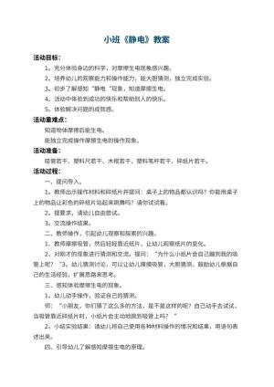 幼儿园小班教案《静电》 包含反思预览