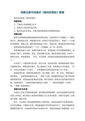 幼儿园观察记录中班美术《我的好朋友》 包含反思预览