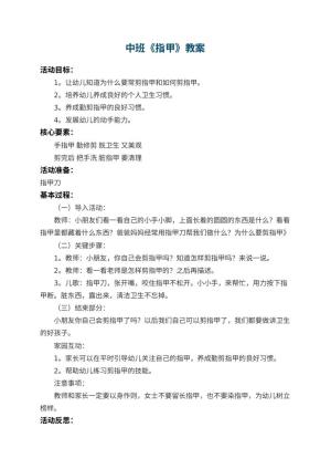 幼儿园中班教案《指甲》预览