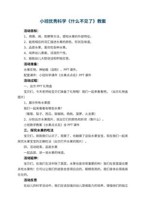 幼儿园小班优秀科学教案《什么不见了》 包含反思