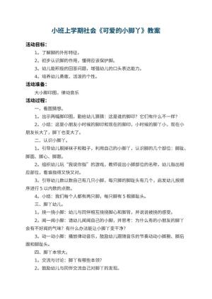 幼儿园小班上学期社会教案《可爱的小脚丫》 包含反思预览