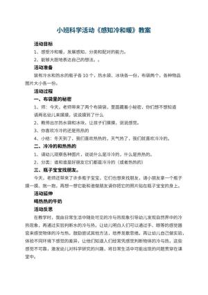 幼儿园小班科学活动教案《感知冷和暖》 包含反思预览