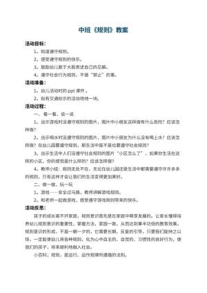幼儿园中班教案《规则》 包含反思预览