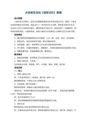 幼儿园大班语言活动教案《视觉记忆》 包含反思预览