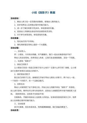 幼儿园小班教案《踩影子》 包含反思预览