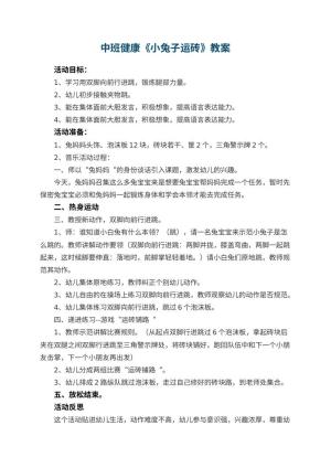 幼儿园中班健康优秀教案《小兔子运砖》 包含反思预览
