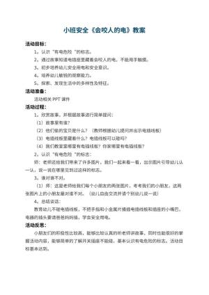 幼儿园小班安全教案《会咬人的电》 包含反思预览